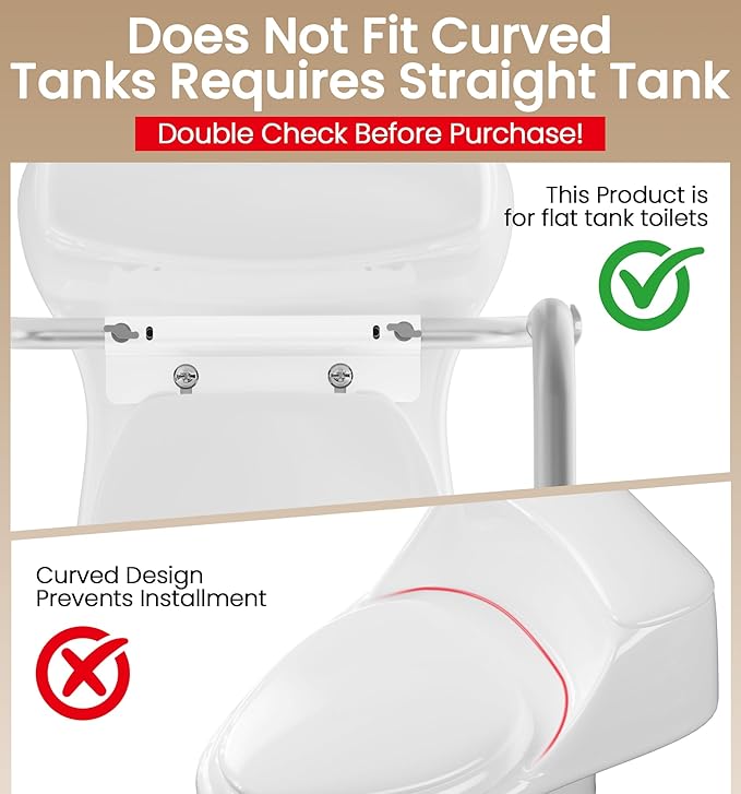 HOMLAND Toilet Safety Rail for Seniors with Adjustable Height & Width, Toilet Safety Frame with Handles, 350LB Toilet Support Rail for Handicap and Disabled, Grey