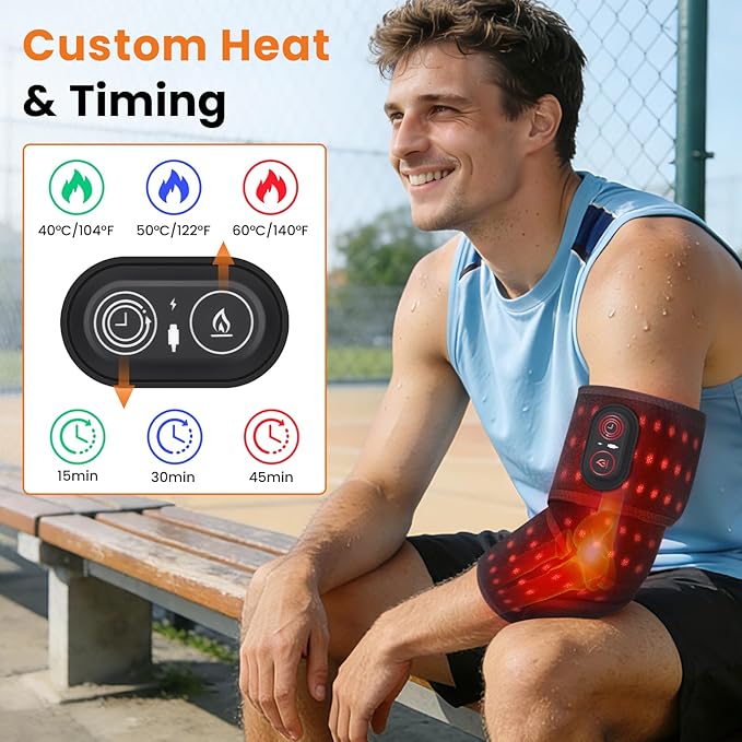 Cordless Heating Pad for Arm & Elbow for Pain Relief, 5000mAh Rechargeable Arm Heating Pad, Extra Long Arm Heating Pad Sleeve,Large Area Heated Elbow Wrap with 3 Heating Levels & Timer