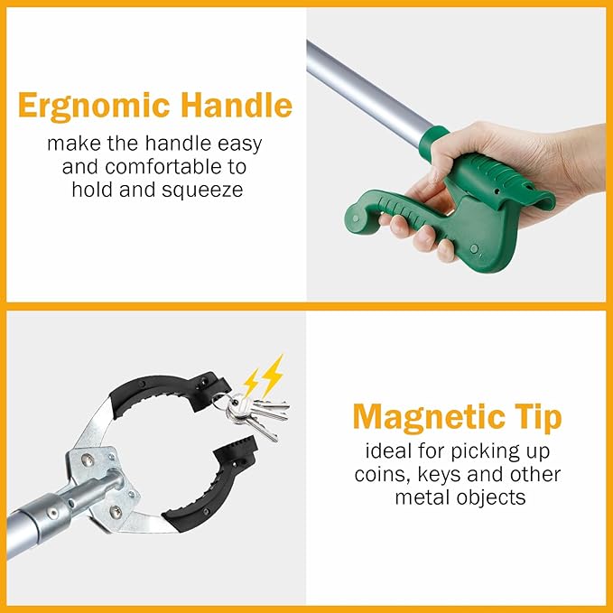 Tatuo 4 Pcs Reacher Grabber Tool 39 Inch Grabber Reacher with Rotating Jaw, Reacher Grabber Pickup Tool Pick up Grab Tool Trash Picker for Outdoor Cleaning and Trash Pickup