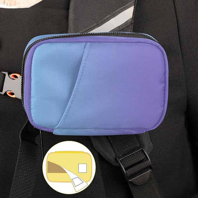 Weekly Travel Pill Organizer Case for Purse with Removable 7 Day Box Portable Compact Size Pill Box Fashionable Pill Container for Medicine Vitamin Supplement Blue and Purple