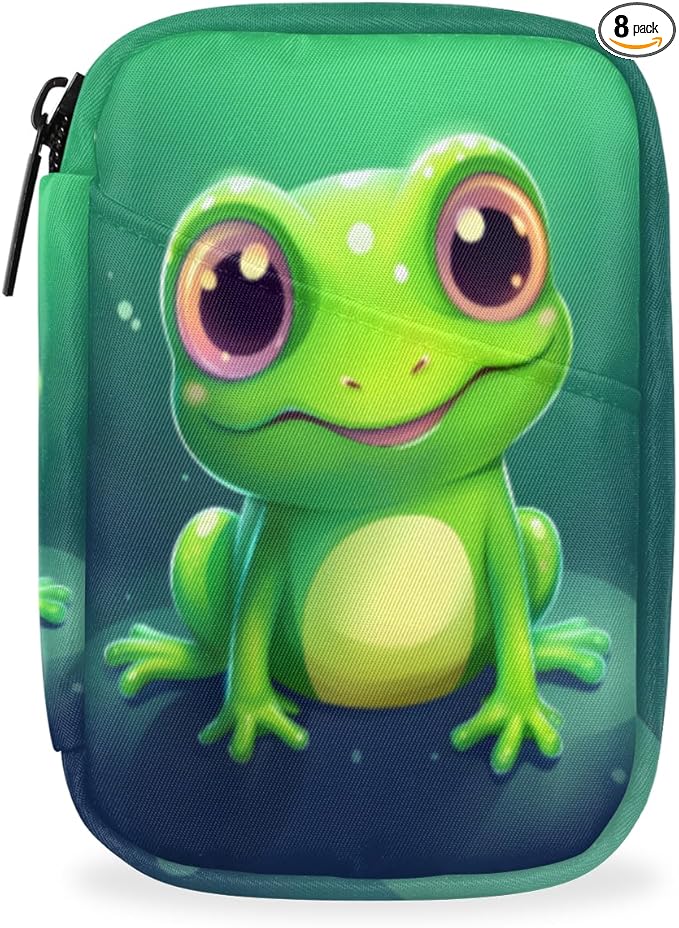 Cute Animal Frog Pill Box Small Pill Travel Organizer 7 Day Weekly Green Medicine Pill Case Cute Compact Size Vitamin Container Pill Bottle Portable Pill Holder Bag with Zipper