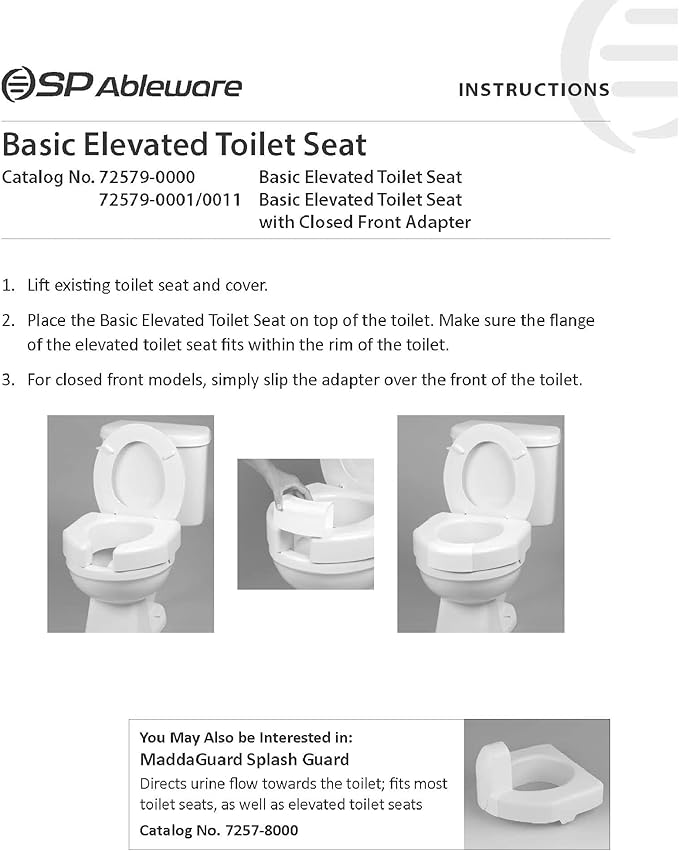 SP 3 Inch Extender Booster Elevated Raised Toilet Seat Risers for Seniors Adults Elderly Handicap Disabled Fits Most Standard and Elongated Toilets - White