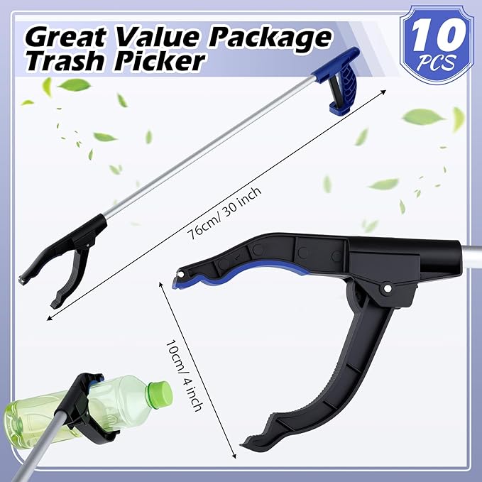 Sabary 20 Pcs Grabber Reacher Trash Pickers Bulk 30'' Long Elderly Earth Day Cleanup Back to School Upper Litter Heavy Duty Handy Mobility Aids Pick up Lightweight Nonslip Claw Arm Extension Stick