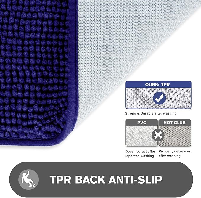 Bathroom Runner Rug 24 x 72 Non Slip – Extra Long Bath Mat | Absorbent and Washable Thick Chenille Runner Rug for Bathroom, Shower, Tub, Sink(Royal Blue)