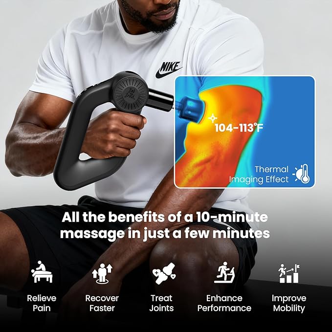 BOB AND BRAD D6 Pro Max+ Massage Gun with Heat and Cold, Powerful Deep Tissue Percussion Massager with 16mm Amplitude, Professional Muscle Massager Gun for Athletes, Quiet Electric Handheld Massager