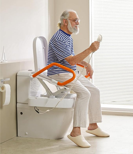 VOCIC Upgrade Electric Raised Toilet Seat, Rechargeable Powered Toilet Riser for Seniors, Elevated Toilet Seat with Handles, Toilet Lift Assist, Support to 330LBS, AX12 2.0
