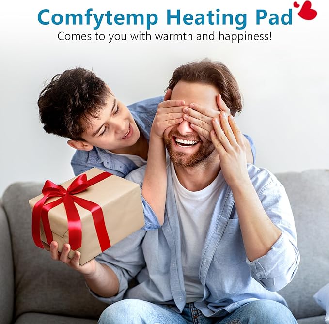 Comfytemp Weighted Heating Pad for Back & Period, 20"x24" Extra Large Electric Heat Pad, Birthday Gifts for Women Men Mom Dad & Mother Day Gift, 2.4 lb Heated Pad for Neck Shoulder Leg, 2H Auto-Off