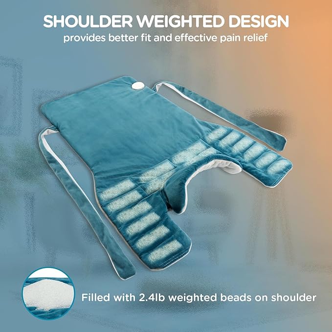 Comfytemp Heating Pad for Back, Neck Shoulder Weighted Design for Snug Fit, 22"x33" FSA Eligible Electric Wearable Throw, 2H Auto-Off, HSA Large Heated Wrap, Machine Washable