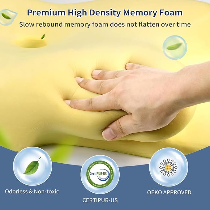 Cervical Pillow for Neck Pain Relief, Hollow Design Odorless Memory Foam Pillows with Cooling Case, Orthopedic Bed Pillow for Sleeping, Support for Side Back Sleepers