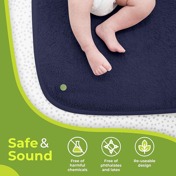 PeapodMats Chair Pads for Incontinence | Washable, Waterproof Chair & Bed Incontinence Pads | Suitable for Kids, Adults, Elderly & Pets, 1.5 x 1.5 Navy Blue
