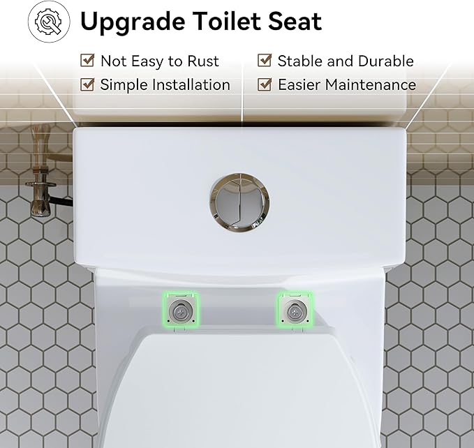 HOROW T0338W Compact One Piece Toilet with Comfort Chair Seat ADA Height 17.3", Elongated Dual Flush 0.8/1.28 GPF, Standard White Toilet Bowl
