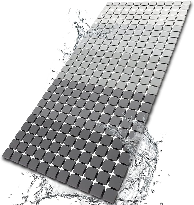 BEMISO Shower Mat Non Slip Bathtub Mat with Suction Cups and Drain Holes Bath mat for tub 33.4 x 15.7 Inch Large Size