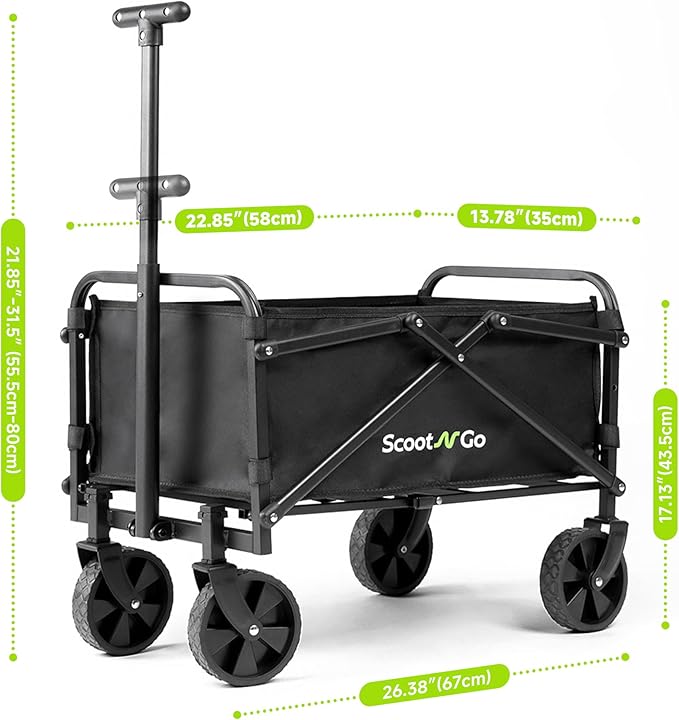 SCOOTNGO Mobility Scooters for Seniors, 4 Wheel Foldable Lightweight Airline Approved Mobility Scooter for Adults, Dual Batteries, Portable, No Assembly Needed (Black Yellow, with Folding Trailer)