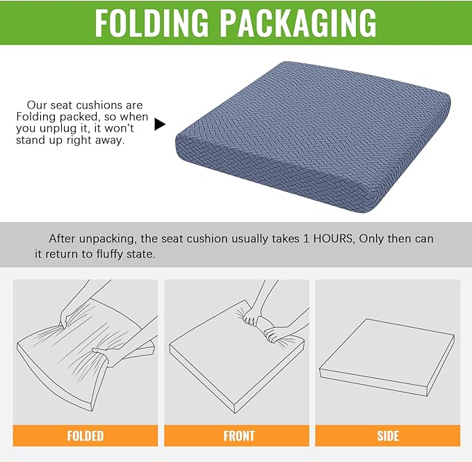 Recliner Cushions for Long Sitting Foam Seat Cushion Soft Tufted Layer for Elderly Seniors, Recliner Chair, Floor Pillow, Office Chair, Car, No Pressure on Thighs, 20X20X3 Inch - Blue-Gray