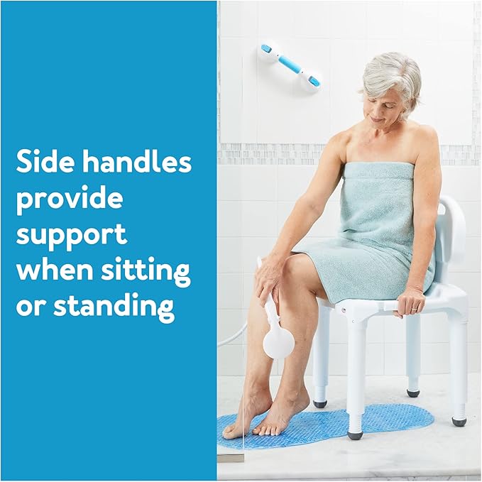 Carex Bath Seat And Shower Chair with Backrest for Seniors, Bath Chair For Elderly, Disabled, Handicap, and Injured Persons, Supports Up To 400lbs, Shower Seat For Inside Shower, Made in USA