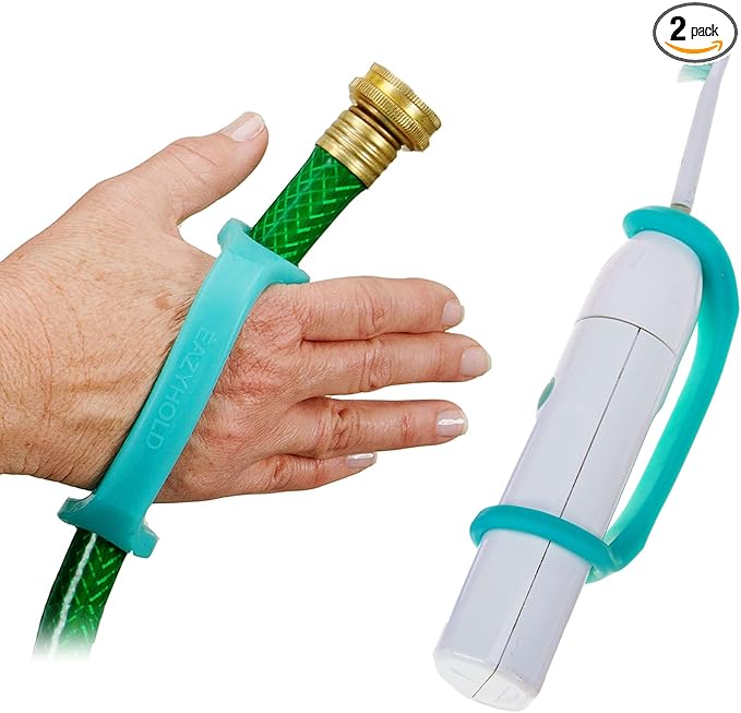 EazyHold Aqua Silicone Adaptive Aid, Universal Cuff Hand Grip Assistive Device for Rehab, Disabled, Cerebral Palsy, Special Needs, Arthritis, Stroke, Physical Therapy 2-Pack 6.5"