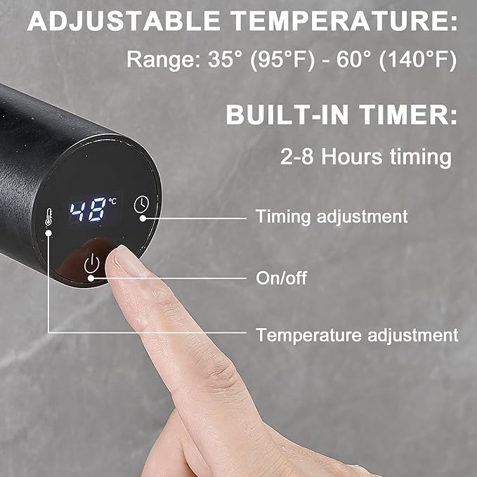 Towel Warmer Rack, Black 5-Bar Aluminum Alloy, Heated Towel Bar for Bathroom, Hidden Wiring/Support Hardwired Heated Towel Rail, with Timer and Temperature Adjustment, Overheat Protection Function