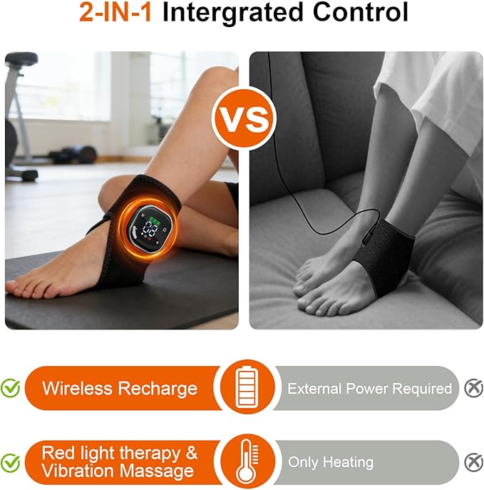 2 Pcs Foot Massager for Neuropathy, Foot Renew & Relax, Portable Cordless Ankle Heating Pads for Home, Travel, Office, Triple Method Massager & 5 Heat Levels, USB Charging