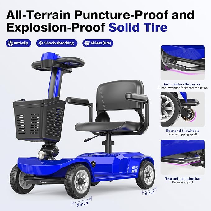 Heavy Duty Mobility Scooter for Seniors, Red,420 lbs Capacity -12.4 Miles Range 4 Wheel Electric Scooter with Seat, 20° Hill Climb, 300W Motor, Easy to Operate and Foldable
