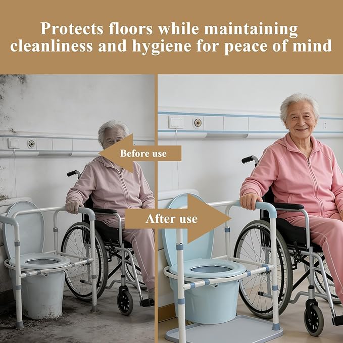 Bedside Commode Mat for Seniors & Adults | Non-Slip, Waterproof Commode Toilet Pad with Raised Edge | Reusable Silicone Potty Chair Mat for Portable Bedside Toilet Commode (Gray, Large 23.6"x19.7")