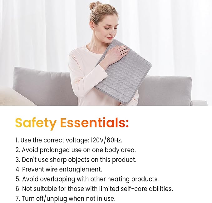 WOOMER Extra Large Heating Pad, Electric Heating Pad for Back Pain & Cramps Relief, Heat Pad with Multi-Color Option, Moist Heat Therapy Feature, Auto Shut-Off, Power Cords Storage Belt