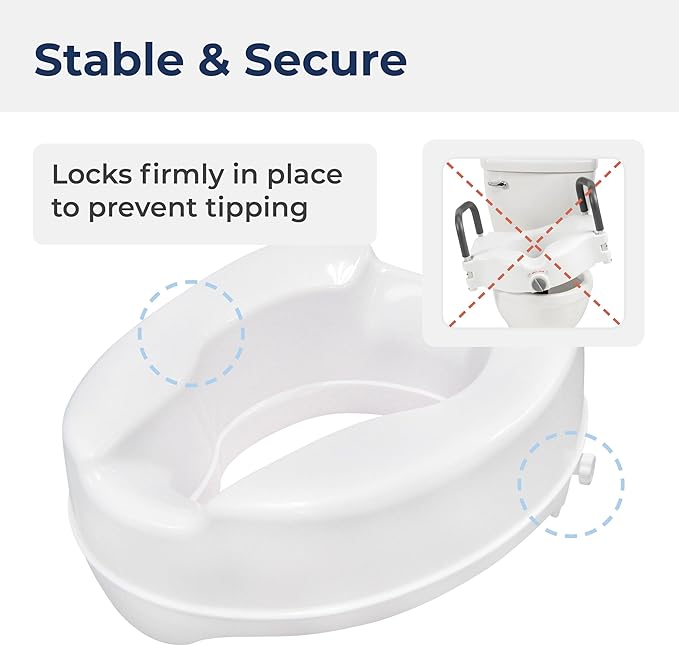 Drive Medical Raised Toilet Seat with Lock, Standard Seat, 4"
