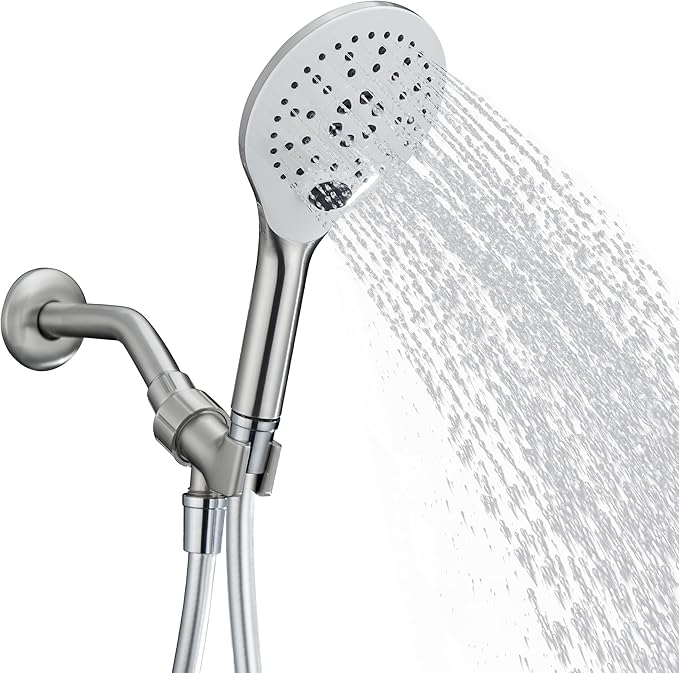 KPW Handheld Shower Head with 59" Hose Brushed Nickel Detachable Shower Head Adjustable Bracket High Pressure Handheld Shower Head RV Shower Head