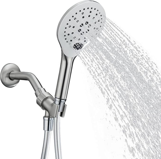 KPW Handheld Shower Head with 59" Hose Brushed Nickel Detachable Shower Head Adjustable Bracket High Pressure Handheld Shower Head RV Shower Head