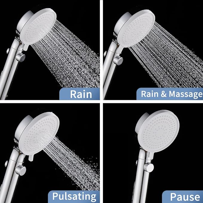 DOILIESE Shower Head with Handheld Shower Head with ON/Off Switch, 3-Modes High Pressure Shower Head with Hose,Chrome Finish