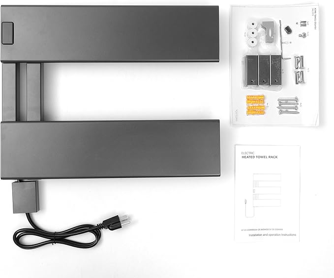 Verida Towel Warmer Rack, Support Hardwired and Plug-in, Wall-Mounted Electric Towel Heater, with Built-in Timer, Waterproof Aluminum Towel Warmer for Bathroom, LV-2S Gray