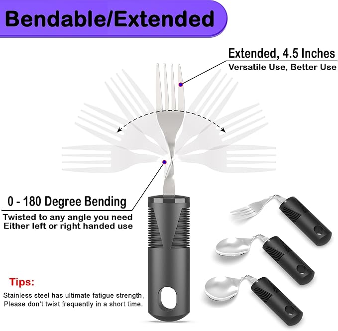 Adaptive Utensils for Parkinsons Patients Elderly, Weighted Utensils for Hand Tremors, Parkinsons Eating Utensils for Disabled People, Weighted Silverware for Hand Tremors Arthritic Hands