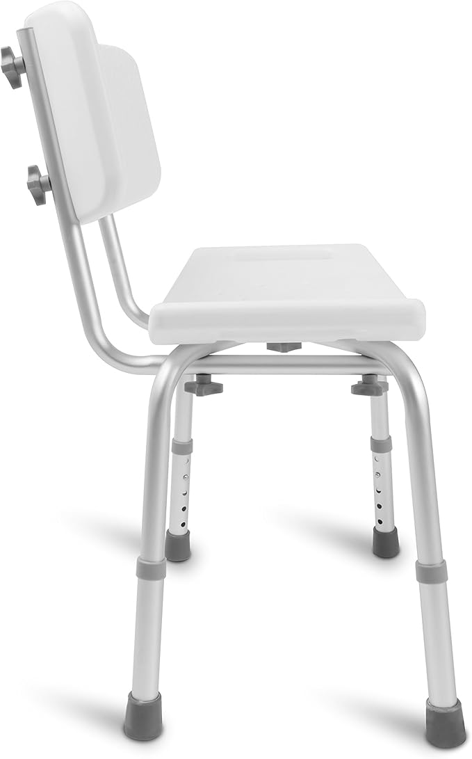 DMI Shower Chair Bath Seat for Tub or Shower Bench for inside shower, Made of Non Slip Aluminum with Plastic Seat, No Tools Needed, Adjustable Height, Holds Weight up to 300 Pounds, Bath Chair, White