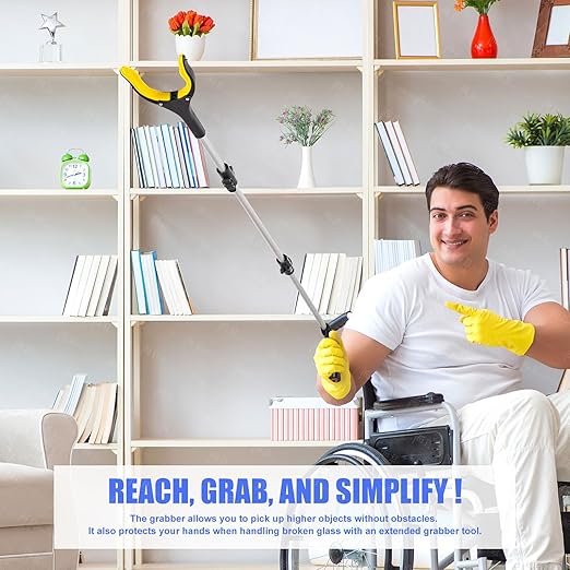 EJG 43 Inch Extra Long Reacher Grabber Tool for Elderly and Disabled, Heavy Duty Pickup Aid with Folding Design, Rotating Jaw & Magnet Tip, Wide 4" Claw Trash Picker