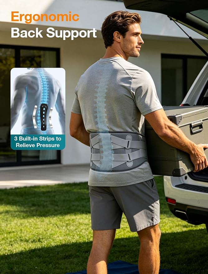 ALLJOY 67" Cordless Heating Pad for Back Pain Relief FSA Eligible HSA, Mothers Day Gifts for Women Mom Men Dad, Portable Lower Back Massager with 3 Heat 5 Vibration, Wireless Heating Pad for Cramps