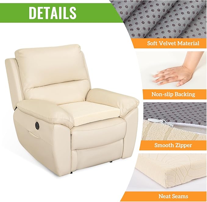 Recliner Cushions for Long Sitting Foam Seat Cushion Soft Tufted Layer for Elderly Seniors, Recliner Chair, Floor Pillow, Office Chair, Car, No Pressure on Thighs, 20X20X3 Inch - Leaves Beige