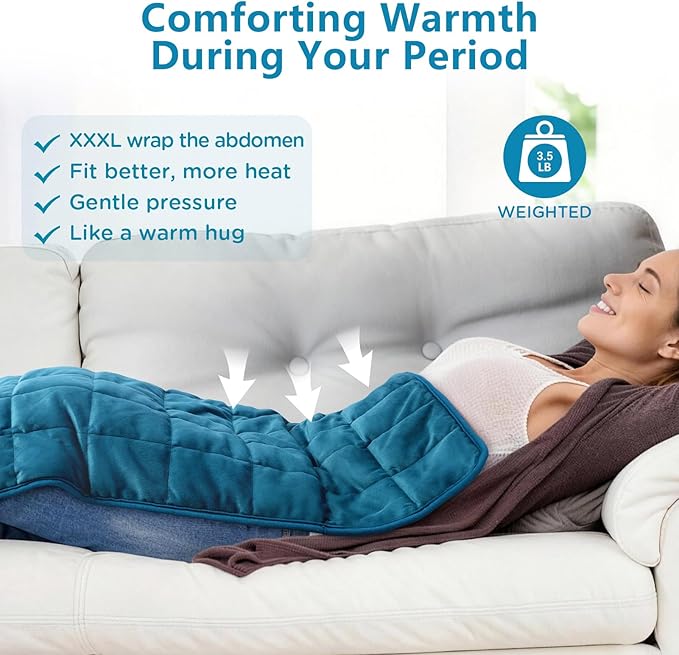 Comfytemp Weighted Heating Pad for Back & Period, FSA Eligible Extra Large Electric Heat Pad, 3.5 lb HSA Approved Neck Shoulder Heated Pad, 2H Auto-Off, 17x33