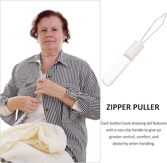 ibasenice Button Hook and Zipper Puller Dressing Aid, Non-Slip Grip Button Assist Tool for Seniors and Disabled, Quick Coat Buttoning Helper for Daily Use Support