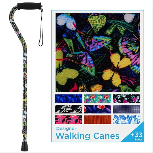 NOVA Offset Walking Cane for Seniors, Men & Women – Lightweight Adjustable Walking Cane with Soft Foam Grip, Wrist Strap, Anti-Rattle Lock & Non-Slip Tip – Stylish Mobility Aid