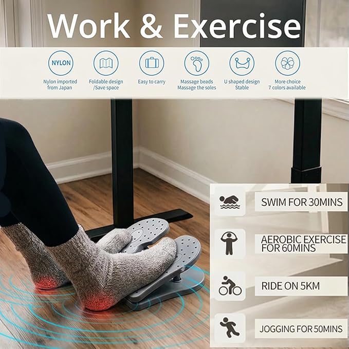 Leg Exerciser for Seniors While Sitting – Under Desk Foot Pedal & Massager for Circulation, Muscle Relief, and Varicose Vein Support at Home or Office