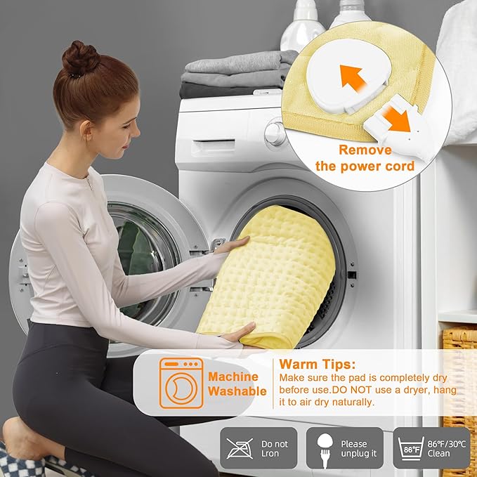 Deepsoon Heating Pad,Electric Heating Pads for Back,Neck,Moist Heating Pad for Abdomen Shoulder Knee Legs,Dry/Moist Heat&Auto Shut Off,Mother's Day Birthday for Men and Women,Light Yellow,24x12 Inch