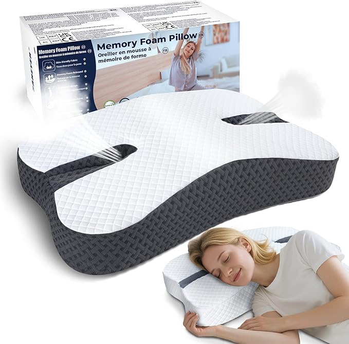 SAHEYER Anti-Snoring Pillow for Side Sleepers, Stop Snore Aid with Memory Foam, Orthopedic Pillow for Sleeper, Snoring Solution and Remedy, Anti-Snore Devices, Grey