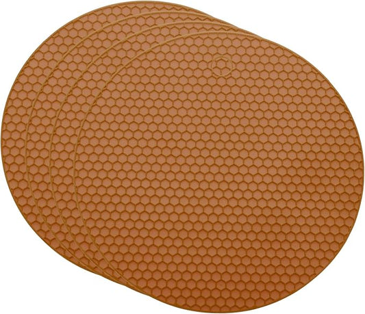 uxcell 4pcs Silicone Jar Opener Pads, 17.5cm/7" Texture Can Opener Multipurpose Round Bottle Lid Opener Non-Slip Coasters for Weak Hands Seniors Children, Brown