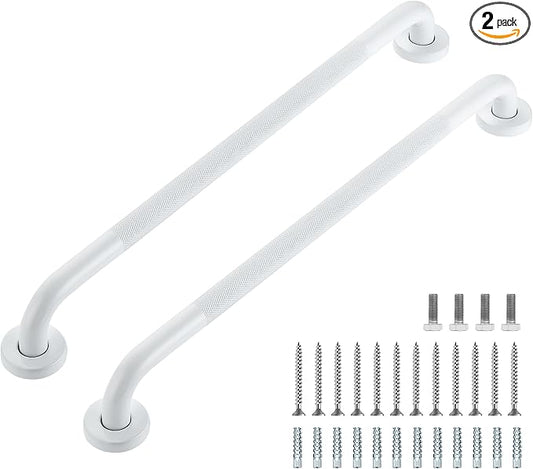 Grab Bars for Shower, 2 Pack 24-Inch Anti Slip Shower Handles for Elderly, Safety Shower Grab Bar, Stainless Steel Handicap Grab Bars for Bathroom (White 1" Diameter)