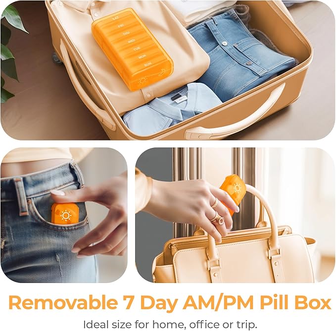 AUVON XL Weekly Pill Organizer 2 Times a Day, AM PM Pill Case with One-Side Large Opening for Easy to Use, Pill Box 7 Day Travel Medication Organizer for Medications, Vitamins, Fish Oils, Supplements