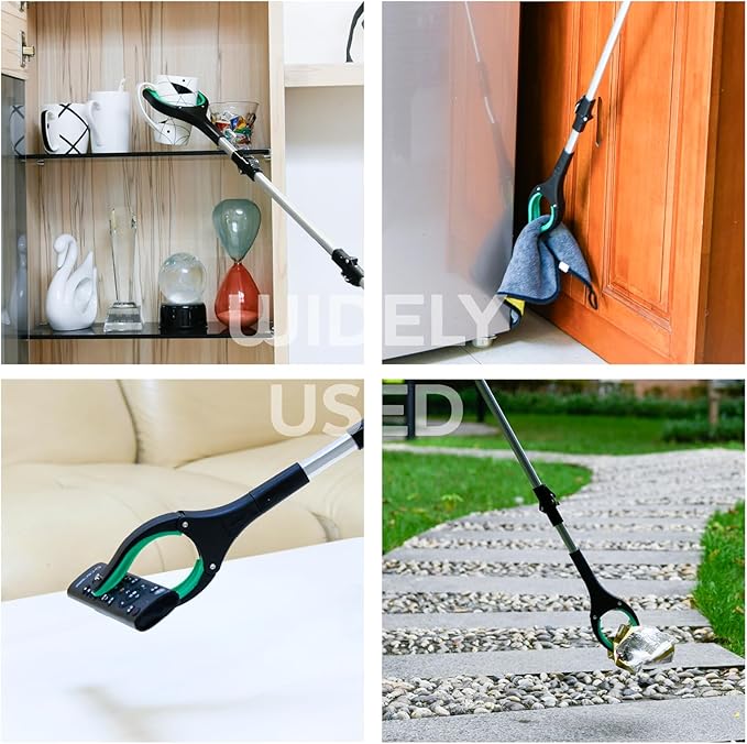 37.4 inch 2024 Upgraded Edition Grabber reahcer Tool,Foldable Reacher Grabber Pickup Tool with Strong Grip Magnetic,360°Rotating Anti-Slip Jaw,Trash Picker Tool for Outdoor & Indoor (Green)