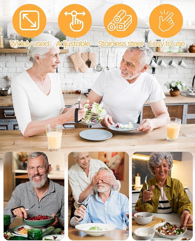 Bendable Adaptive Utensils for Elderly, Disabled People, Parkinson’s, Arthritis, Hand Tremors, Weak Hand Grip & Handicapped, Arthritic Hands-Non Slip Handles
