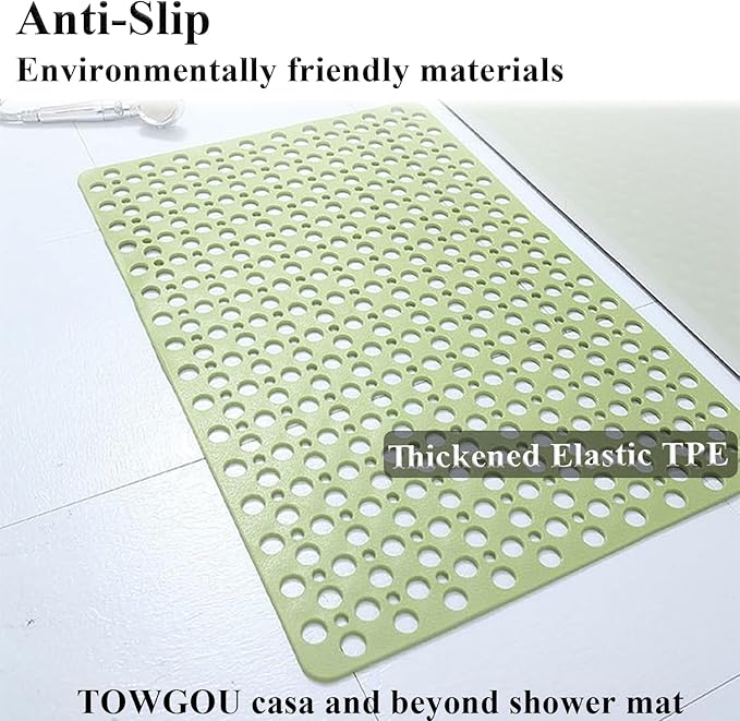 Casa and Beyond Shower Mat, Secure Shower Mats Easy to Clean, Showers Mat with Suction Cup, Washable Non-Slip Bathtub Mats for Inside Showers (Beige,29.5 * 17 in)
