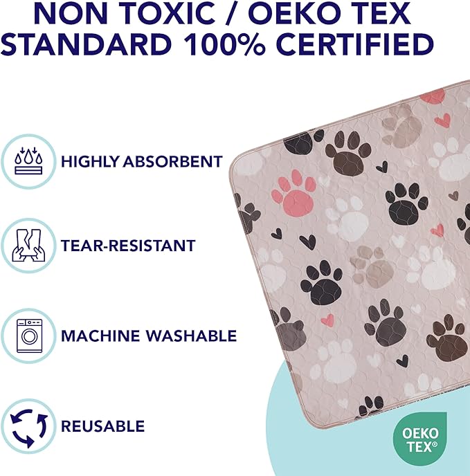 PUPIBOO Washable Pee Pads for Dogs and Cats - Super Absorbent Reusable Puppy Training Pads - 100% Waterproof, Leak-Proof & Non-Slip Whelping Pads for Pet Housebreaking