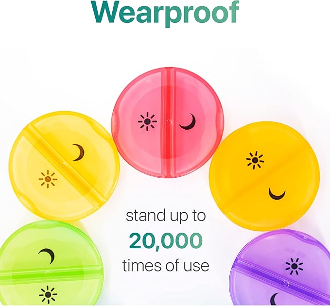Sukuos Large Weekly Pill Organizer 2 Times a Day, Daily Pill Box 7 Day Easy to Open with Double Protection, AM PM Pill Case for Medicine/Vitamin/Fish Oil/Supplements (Clear)