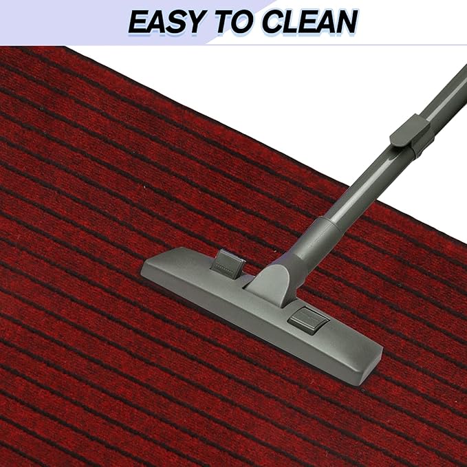 Custom Size Backed Non-Slip Area Rugs Runner, Easy Clean, Waterproof Runner Rugs for Hallway Entryway, Kitchen, Laundry, 4FT x 50FT, Red Stripe